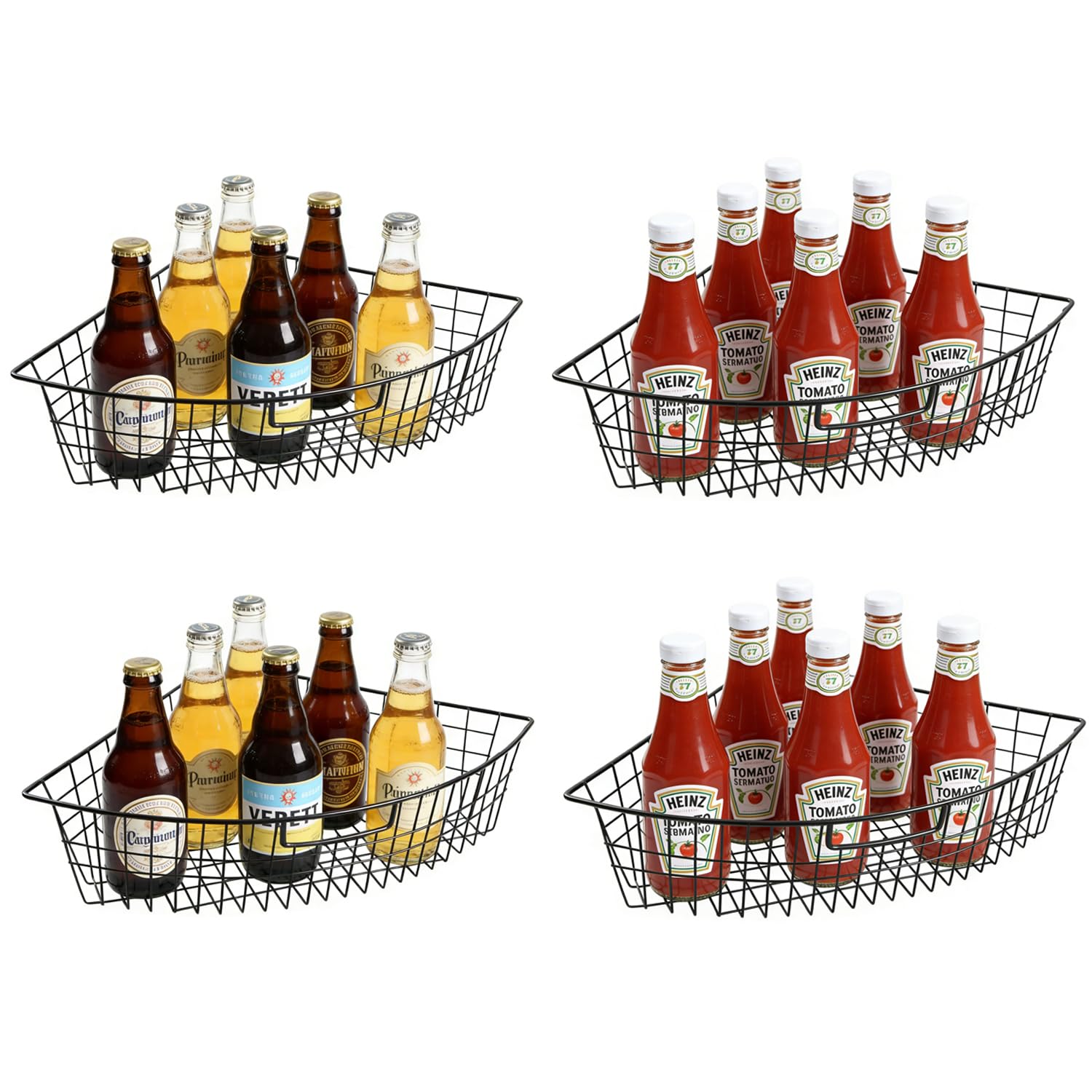 Photo 1 of ZHOHO TANT 2 Pack Metal Lazy Susan Organizer Baskets with Handles – 1/4 Wedge Wire Storage Bins for 24" Lazy Susan Turntable, Kitchen Cabinet & Pantry Organizer, Black