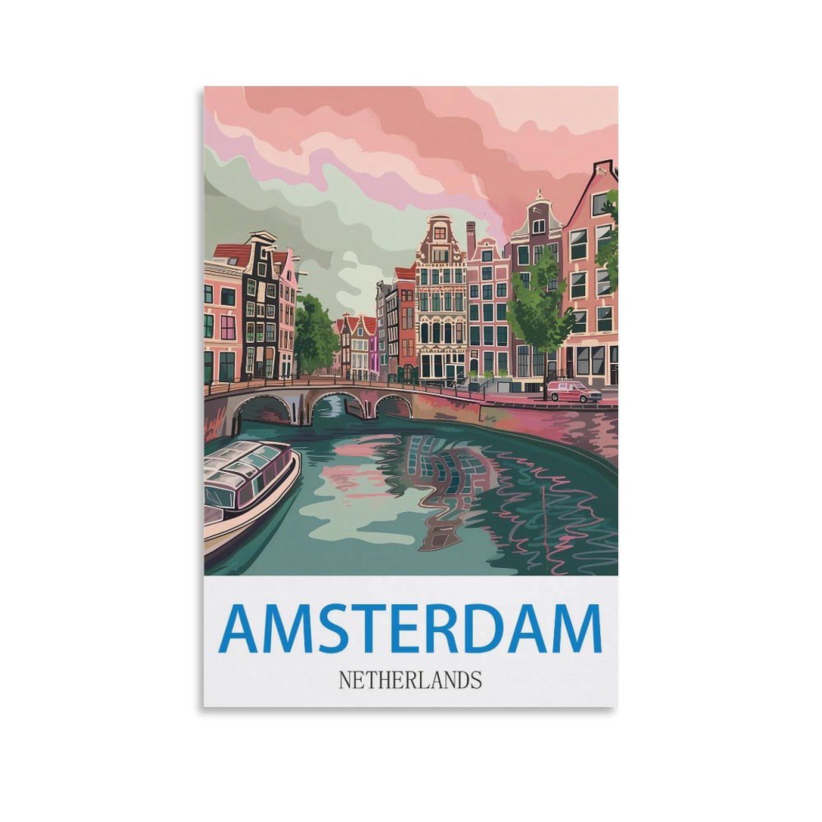 Ezmlfa A364 Diy Paint By Numbers For Adults Canvas Amsterdam Netherlands Exquisite Oil Painting By Numbers Kits For Beginners 40X50cm