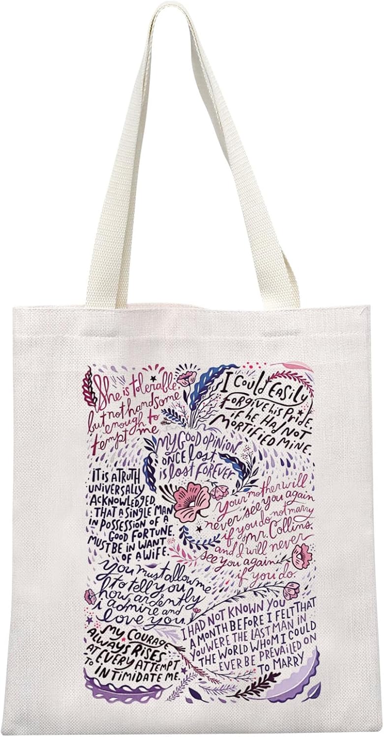 GJTIM Classic Literatures Inspired Gift Austin Book Merch Bookish Gift Pride Prejudice Book Lover Tote Bag GJTIM Classic Literatures Inspired Gift Austin Book Merch Bookish Gift Pride Prejudice Book Lover Tote Bag