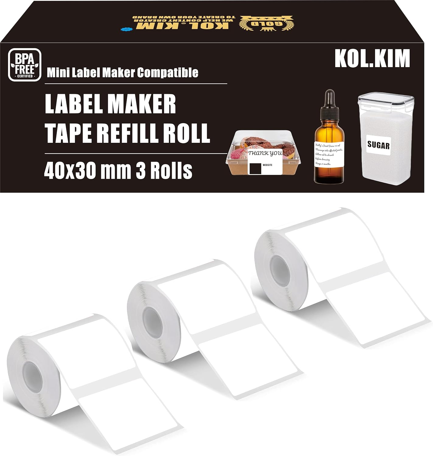 Thermal Labels for N20 Label Maker,1.57"x1.18"(40x30mm) M110 Labels for Phomemo M100 M110 M220 M250 M120 M221 Label Refill for Clabel 221B 40x30 mm 1.57''x1.18'' White 3 Rolls