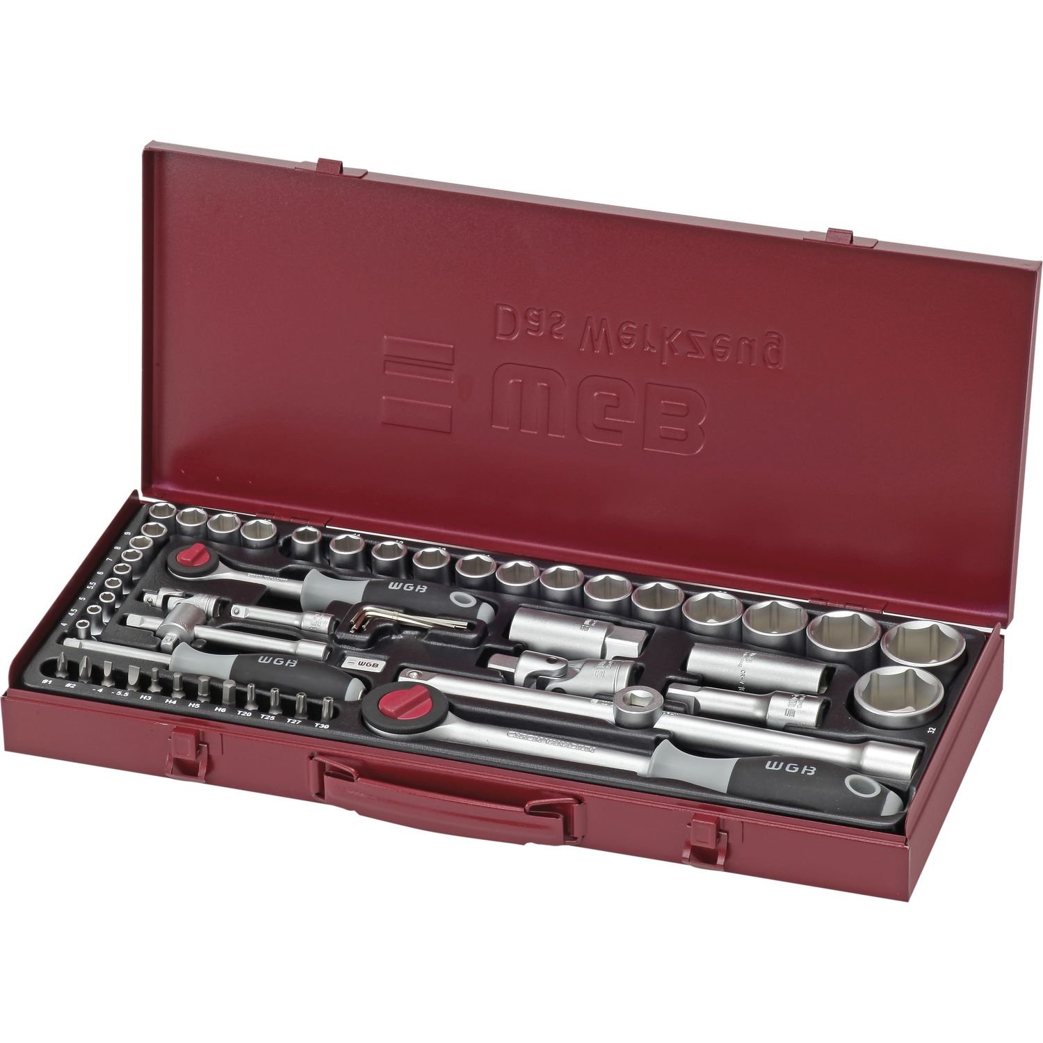 Segugio della gesenk battuto Set di chiavi a bussola numero 3920, 1/4 Plus 1/2 pollici quadrato con cricchetto reversibile, 56 pezzi, 1 pezzo, 69291593
