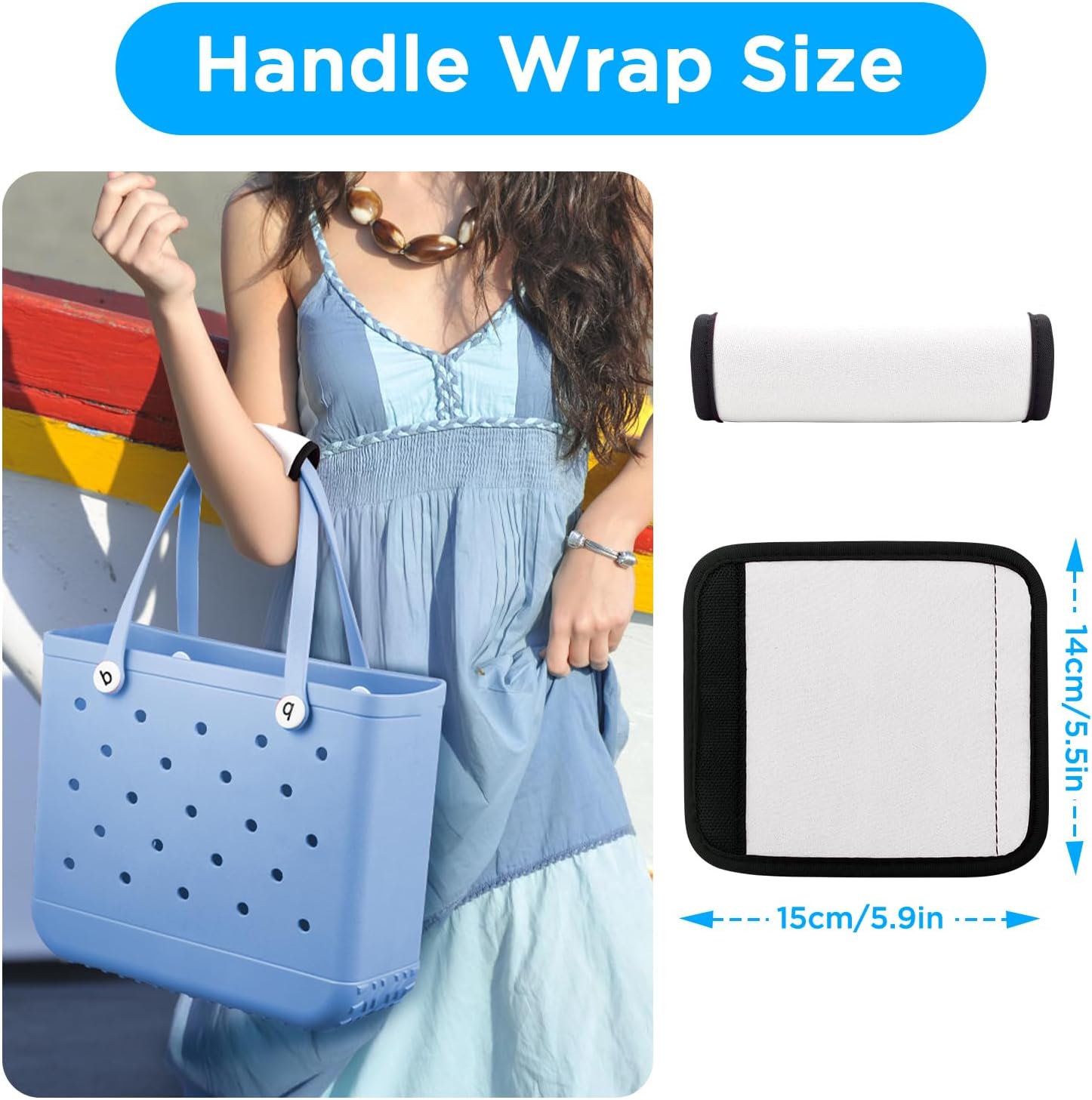 OUTXE Phone Pouch &Strap Wrap for Bogg Bag, Adjustable Crossbody Shoulder Long Strap with Organizer Wallet, Universal Rubber Tote Beach Bag Accessories Compatible with Bogg& Simple Modern, Beige