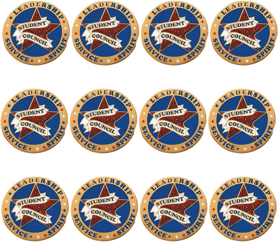 Student Council Red Glitter Star Award Pin