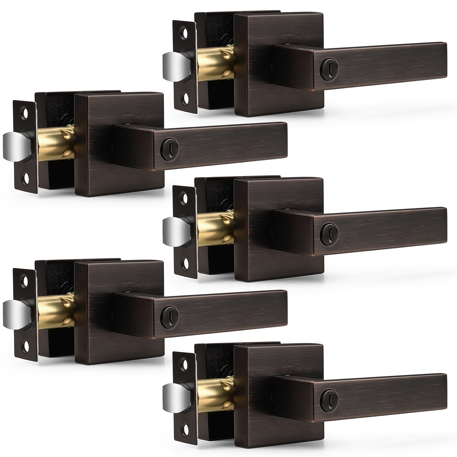 Probrico Brushed Nickel Door Handles with Lock - 3 Pack -21
