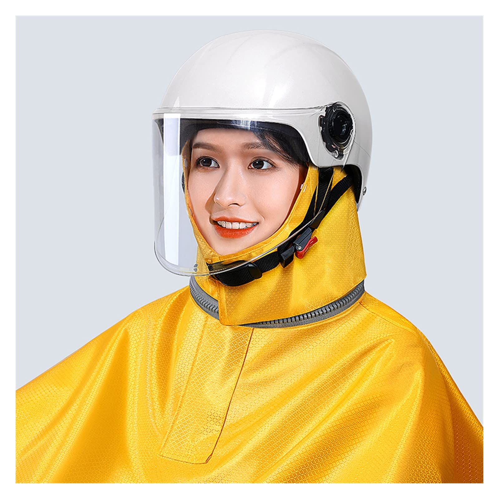 Poncho de lluvia, capa de lluvia impermeable para adultos, Impermeable de ciclismo con capucha - Poncho impermeable unisex a prueba de viento for bicicleta, bicicleta eléctrica y scooter(Red,S)