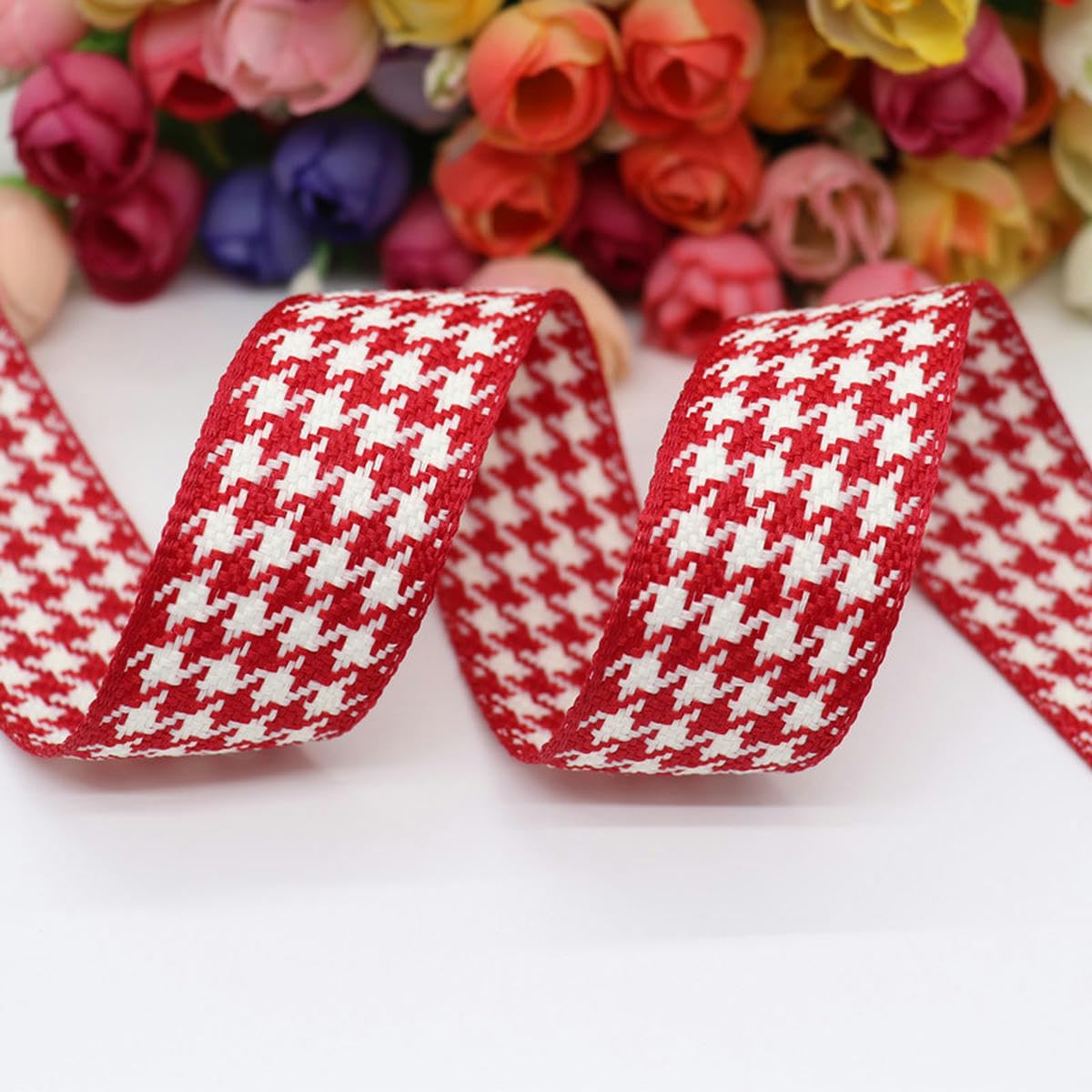 50 yardas 1 "25 MM/1,5" 38 MM cintas de grosgrain estampadas de enrejado de lino de algodón para lazos para el cabello DIY hecho a mano-2-25MM