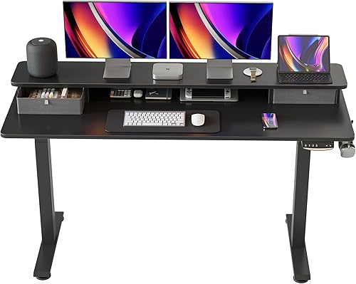 BANTI Escritorio de pie de 60 x 24 pulgadas con cajones, escritorio de altura ajustable con estante de almacenamiento, escritorio de oficina en casa disponible en Yaxa Peru