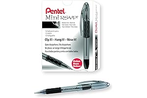 12 Pack Value Bundle of Pentel R.S.V.P. Mini Badge Ballpoint Pens, Medium Point, Black Ink