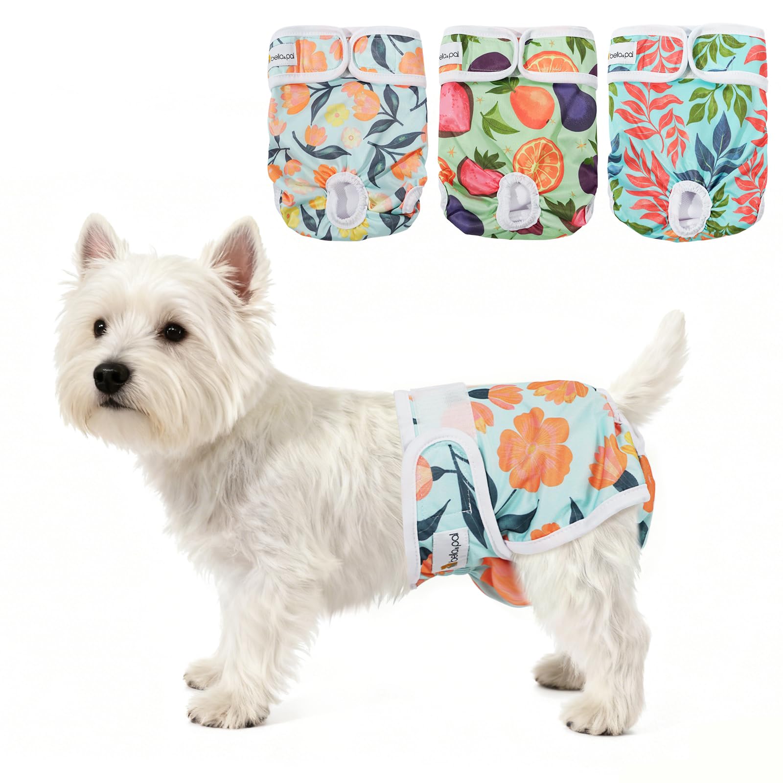 BELLA & PAL Dog Nappies Female, Reusable Dogs Period Pants in Season, Washable Doggy Diapers Sanitary Wraps Panties for Small Medium Dogs, Incontinence Super Absorbent Dog Heat Pants, 3 Packs, XS — image 1