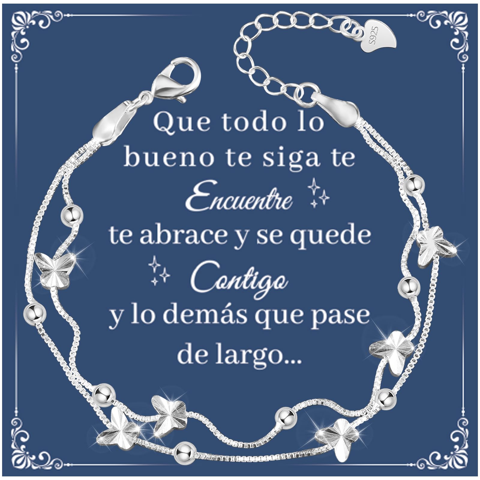 YELUWA Mujer Pulsera De Plata 925 para Mujer, Regalo Amiga, Regalo Cumpleaño Amiga, Regalo Mujer Amiga Hermana Cumpleaño Navidad San Valentin Pulsera Amiga Regalo Amiga Regalo para Amiga Regalo Amiga