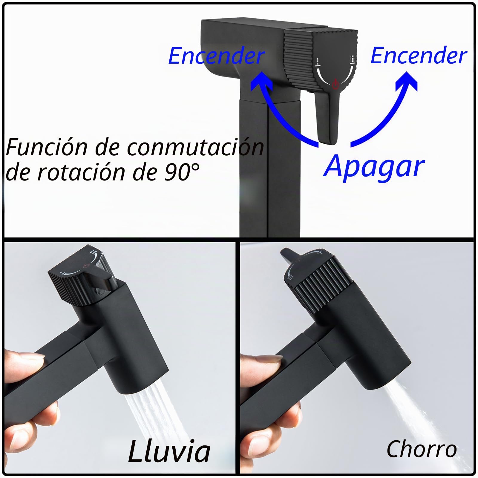 Pulverizador para Bidé de Mano, Negro Rociador de Bidé de Mano Latón Ducha Higienica para WC, con Pulverizador de Doble Función, 1.2 m Manguera de Ducha