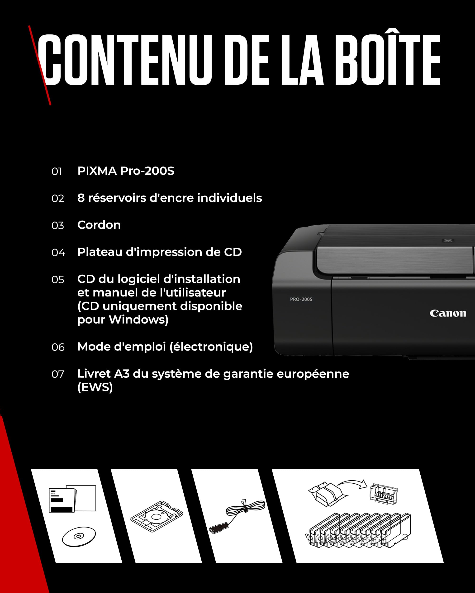 Canon PIXMA PRO-200S Imprimante Photo 8 Encres Couleur Tirages Couleurs Intenses