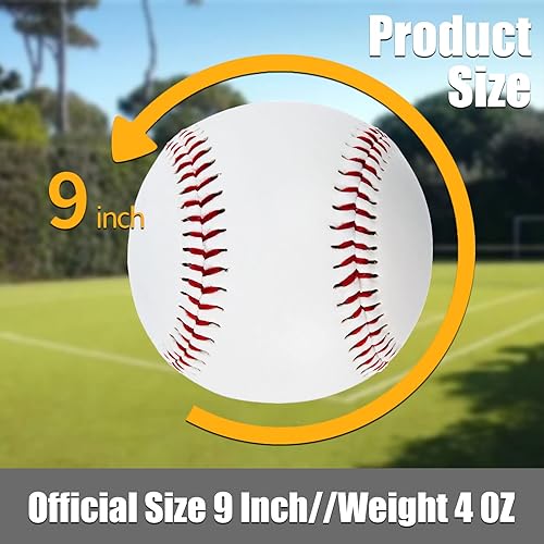 Miniatura 2 de GKK Paquete de 12 pelotas de béisbol de entrenamiento de práctica para niñosjóvenes, pelotas de béisbol de 9 pulgadas para lanzar lanzar autógrafos