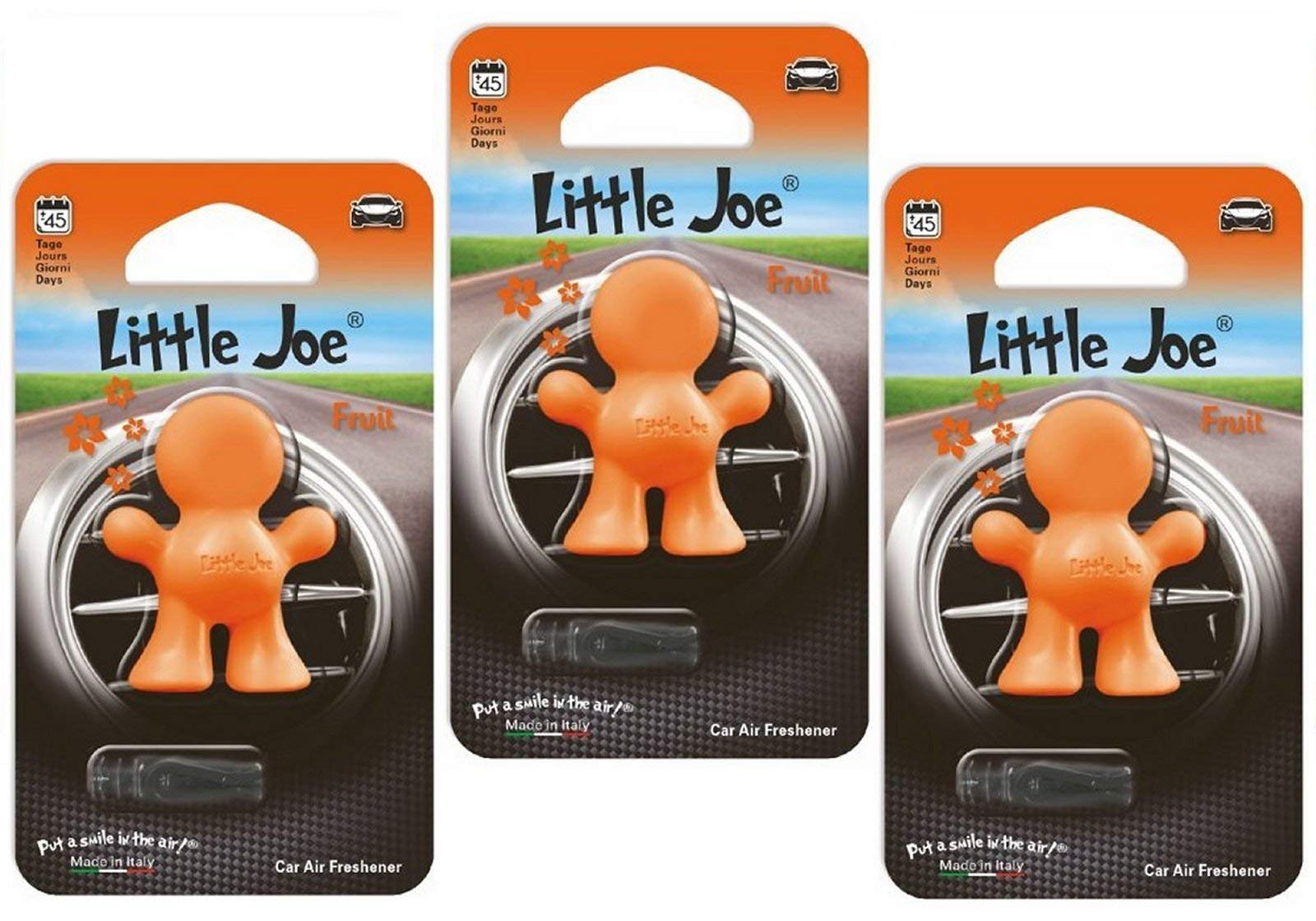 Little JoeSet of 3 Air Freshener Up to Zi 45 Days Fresh Air in Car, Truck, Office, Home, Wardrobe etc. (Orange/Fruit)