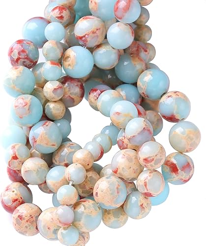 Miniatura 4 de 60 piezas de cuentas sueltas de jade con impresión de sedimento azul marino de 6 mm de jiejinyu, cuentas espaciadoras para hacer joyería, pulseras y