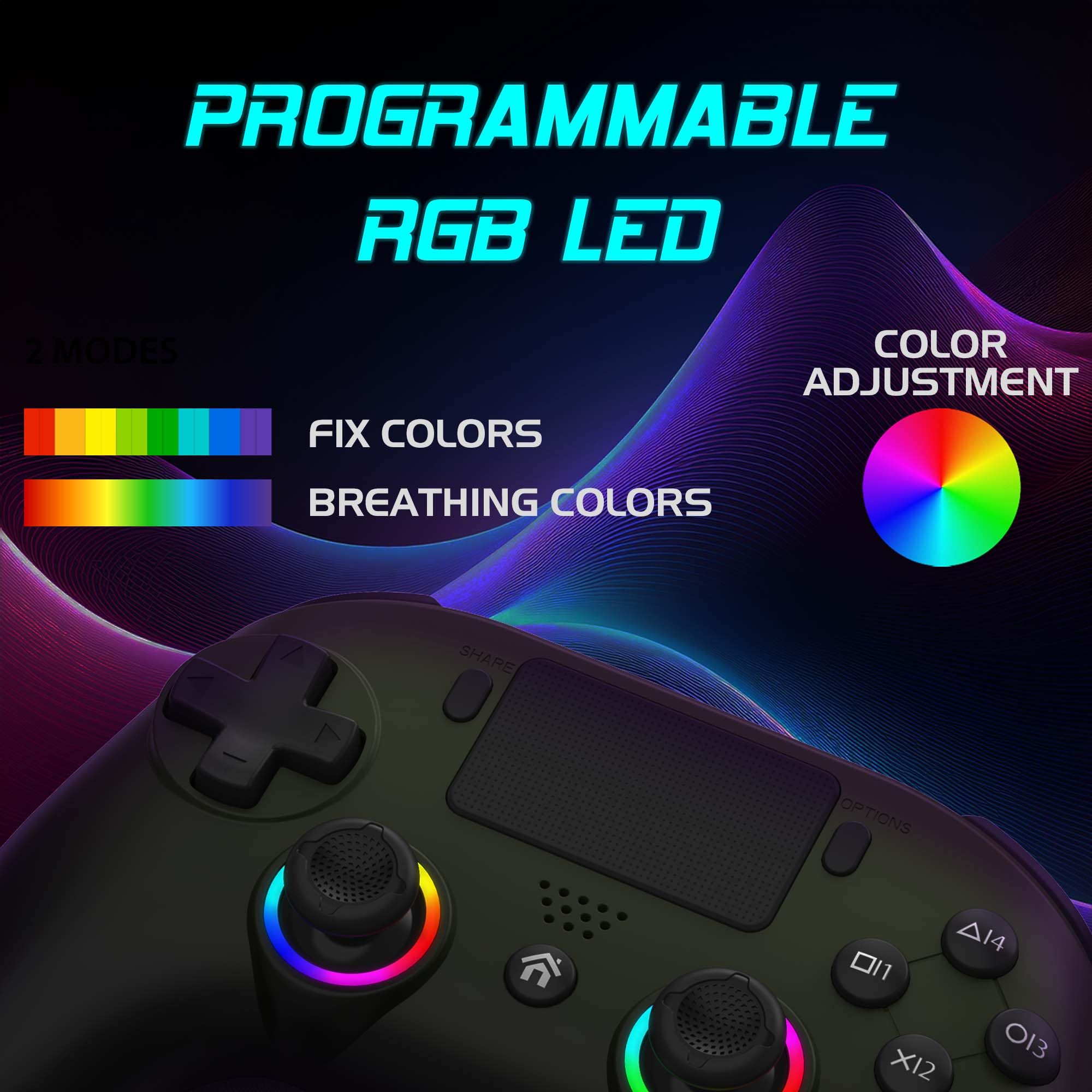 SUBSONIC - Kabelloser Controller für PS5 und PC - RGB LED - Grün | Ergonomisch, Programmierbare LEDs, Vibrationsfunktion, Touchpad, Programmierbare Paddles – Kompatibel mit PS5 und PC
