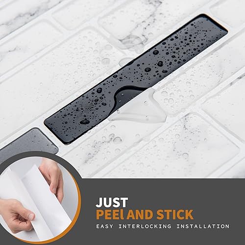 Miniatura 5 de WOWSTAR 10 láminas de azulejos autoadhesivos para salpicaduras de cocina, azulejos adhesivos para pared de cocina (12 x 12 pulgadas, mármol blanco)