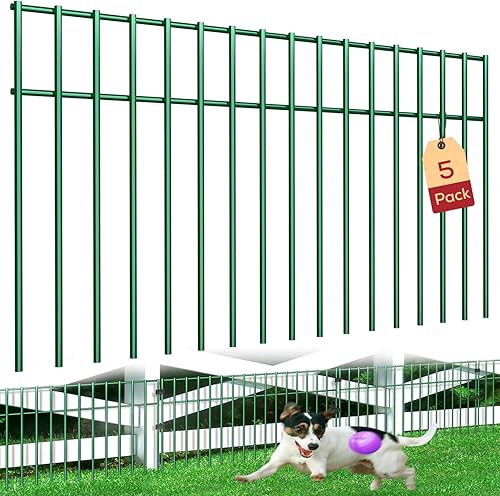 Miniatura 1 de 5 paneles verdes  Valla de barrera de animales, 10 pies de largo x 15 pulgadas de alto, valla sin excavación, valla de perro de animales pequeños,