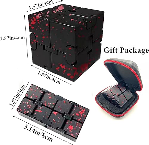 Miniatura 20 de Fidget Blocks Toys Infinity Cube Juguete para aliviar la ansiedad y el estrés para adultos, material de aleación de aluminio (rojo)