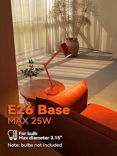 Miniatura 6 de TORCHSTAR Lámpara de escritorio alta con brazo oscilante con acento de madera, altura máxima ajustable de gran tamaño 29.7 pulgadas, lámpara de