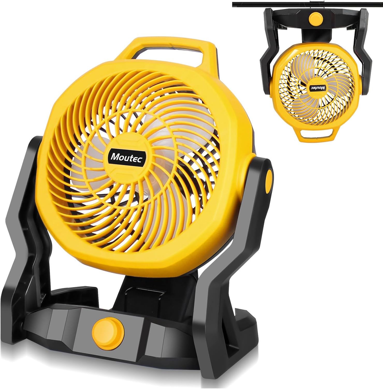 Battery Powered Fan, Cordless Jobsite Fan Compatible with DeWalt 20V & AC (adapter included). 650 CFM variable speed — for workshop, outdoor, camping. (Battery Not Included)