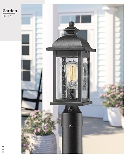 Miniatura 4 de FEMILA Aplique de pared exterior, luz de poste al aire libre del atardecer al amanecer, acabado negro mate antioxidante con pantalla de vidrio