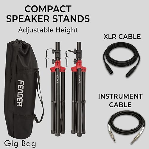 Miniatura 3 de Fender Paquete de sistema PA portátil Passport Conference S2 con soportes de altavoz compactos, cable XLR y cable de instrumento