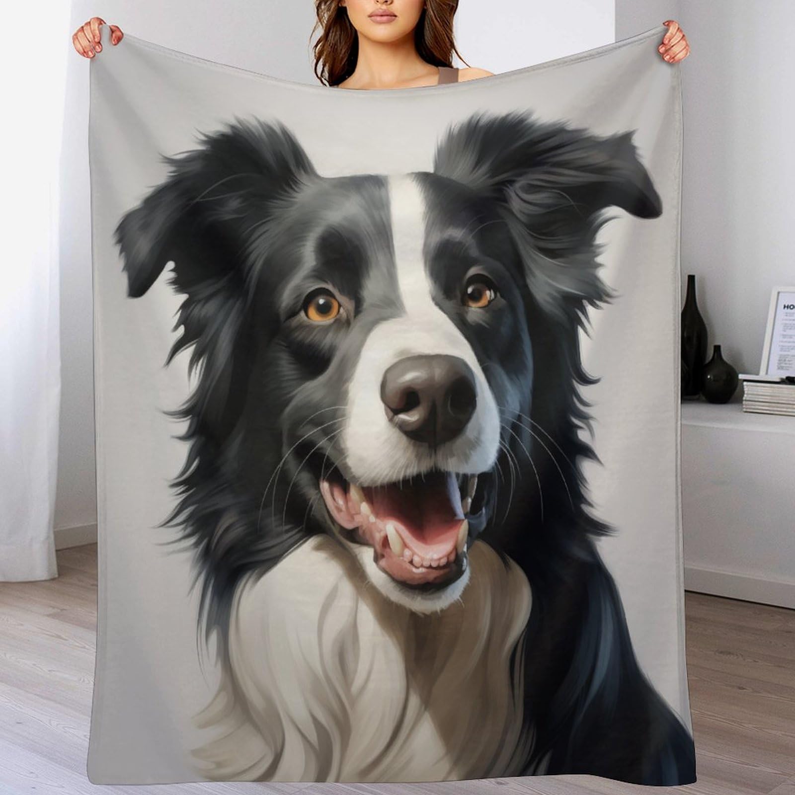 Ggjjtt Girls Border Collie Plush Throw Blanket For Boys Kids Sofa Couch Bedroom Fleece Blanket Bedroom Soft Blanket Four Seasons100×130Cm