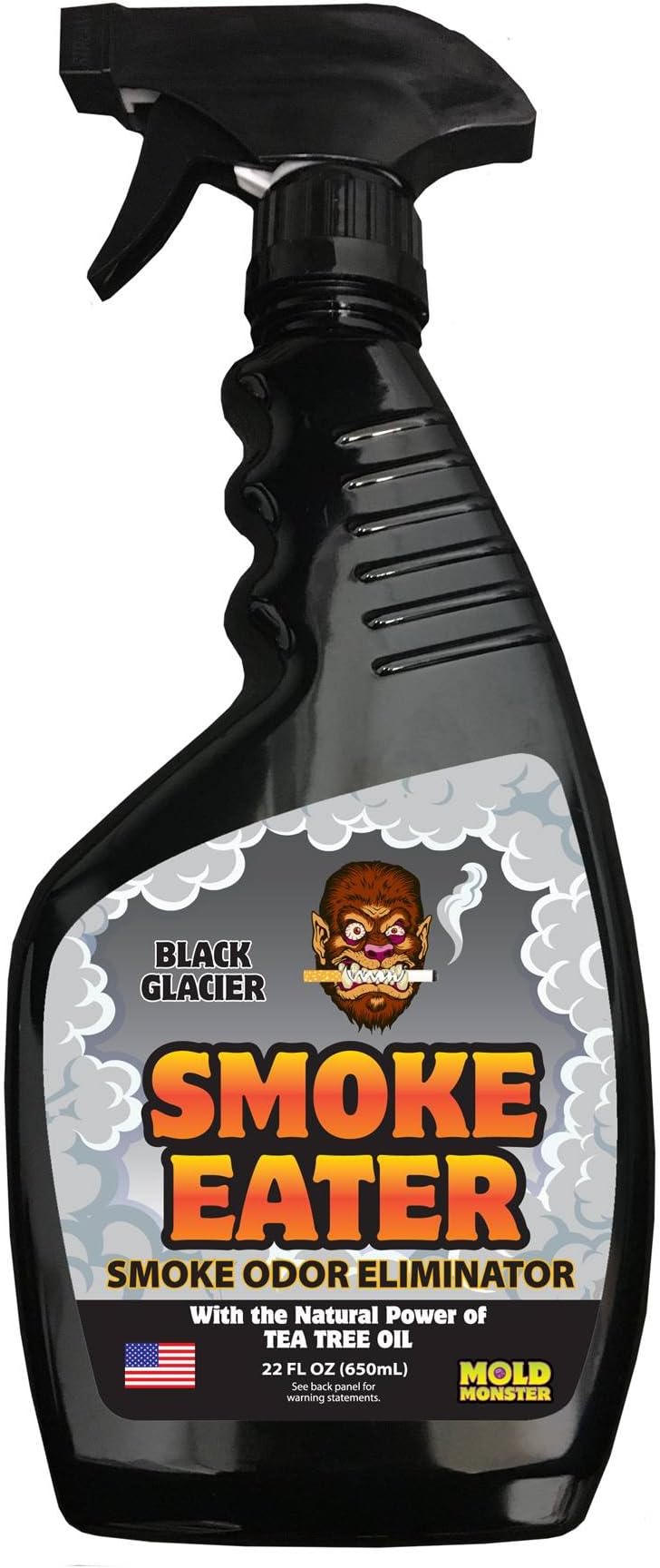 Smoke Eater Odor Eliminator Spray, Black Glacier, 22 oz — Breaks Down Smoke Odor at the Molecular Level — Works on Fabric, Cars, Furniture — Made in USA