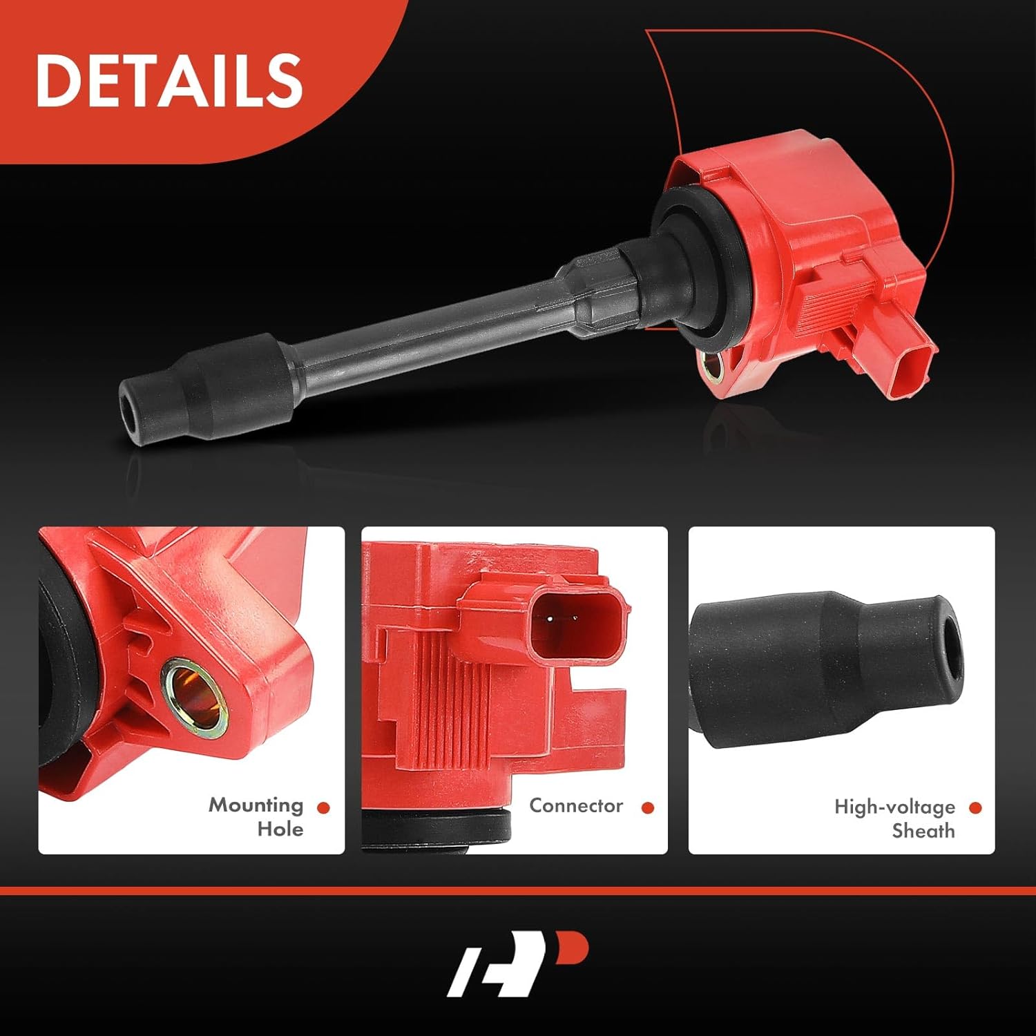 A-Premium (Red) Engine Ignition Coil Pack Compatible with Honda Civic 2016-2020 2.0L, Fit 2015-2020, 4-PC Set, Replace# 305205R0013