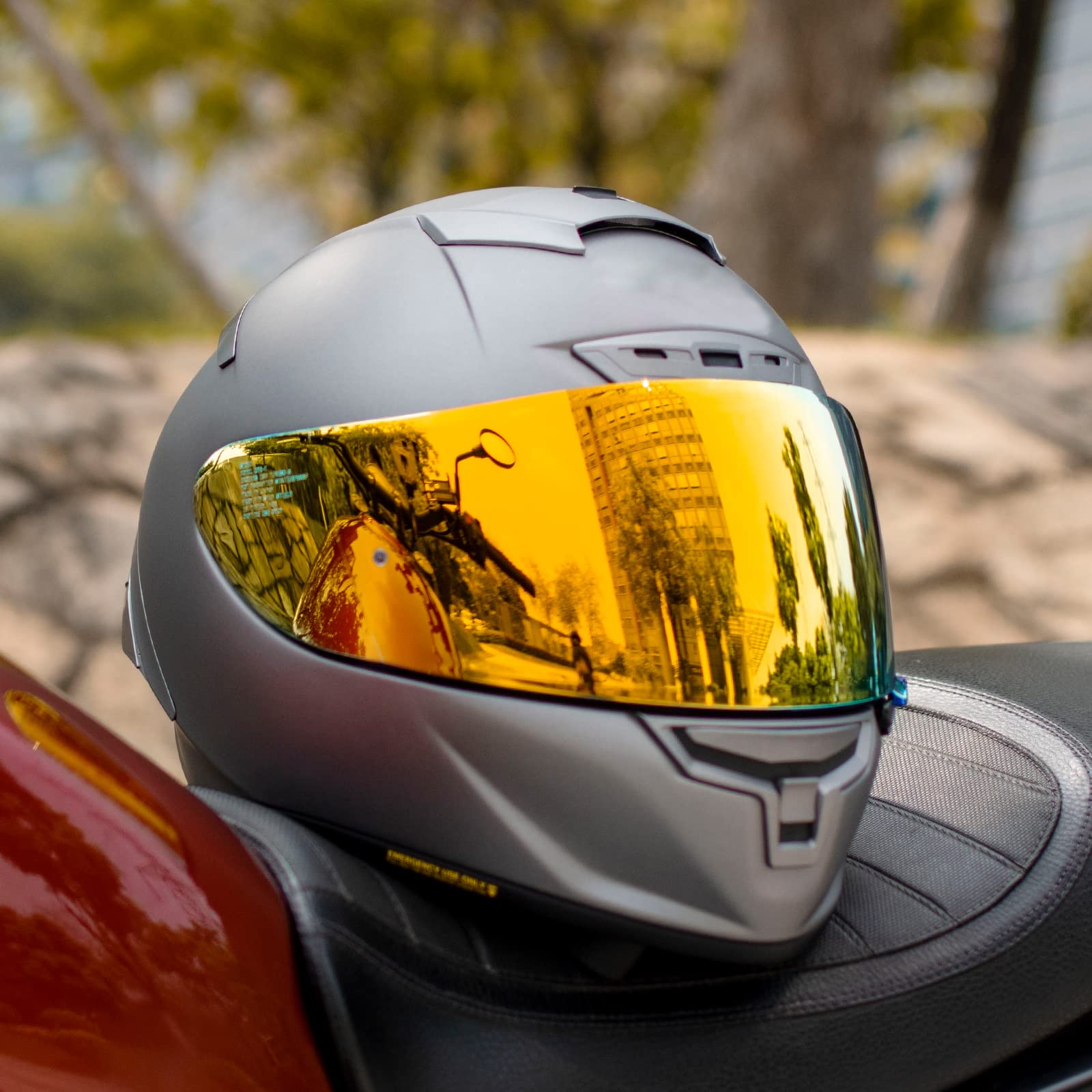 Soman CWR-1 / X14 / RF-SR/RF-1200 Visor Replacement – Fits Helmets with CWR-1 Hinge (X14 / RF-SR/RF-1200) – Tinted Face Shield Anti-Scratch UV Aftermarket (Gold) : Automotive