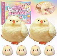 BESNEL 6Pcs Big Taba Squishy Chick Fidget Toys Kit - 3.15in Handmade Ultra Soft Squeeze Toys for Kids Adults Stress Relief