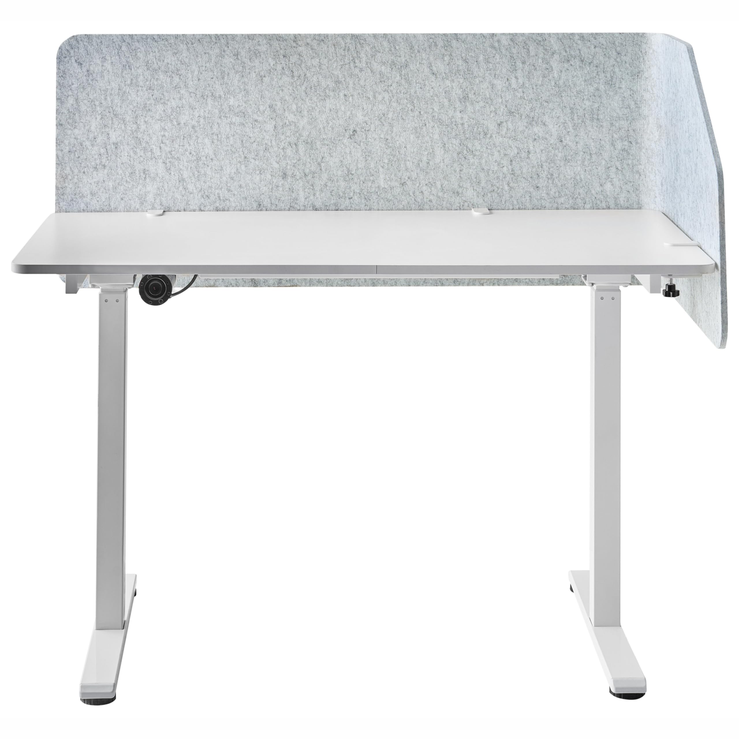 Beliani Schreibtisch Trennwand L-Form Filz Akustik Polster hellgrau 120 x 60 x 50 cm zum Klemmen Foldy
