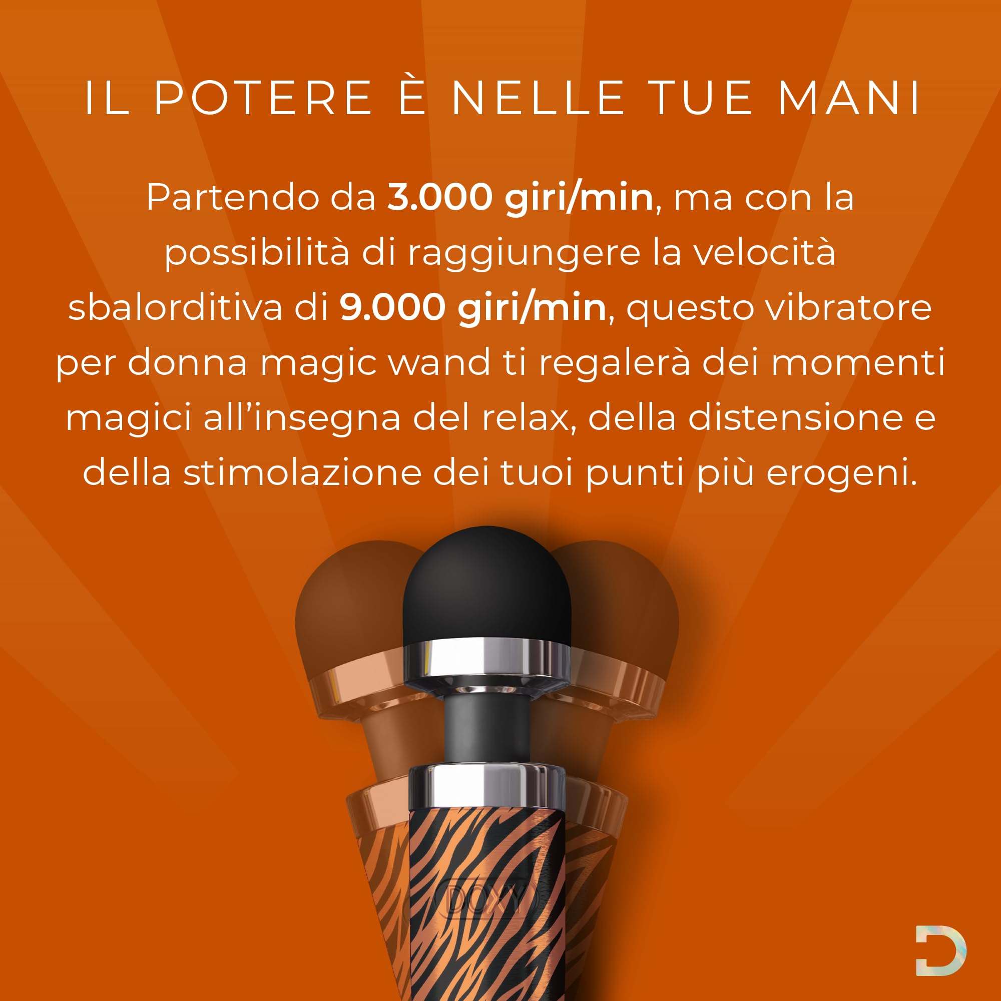 Doxy Vibrator Die Cast 3R Vibratore a Bacchetta per Donne; Vibratore da Viaggio e Massaggiatore per Donne - Tigre