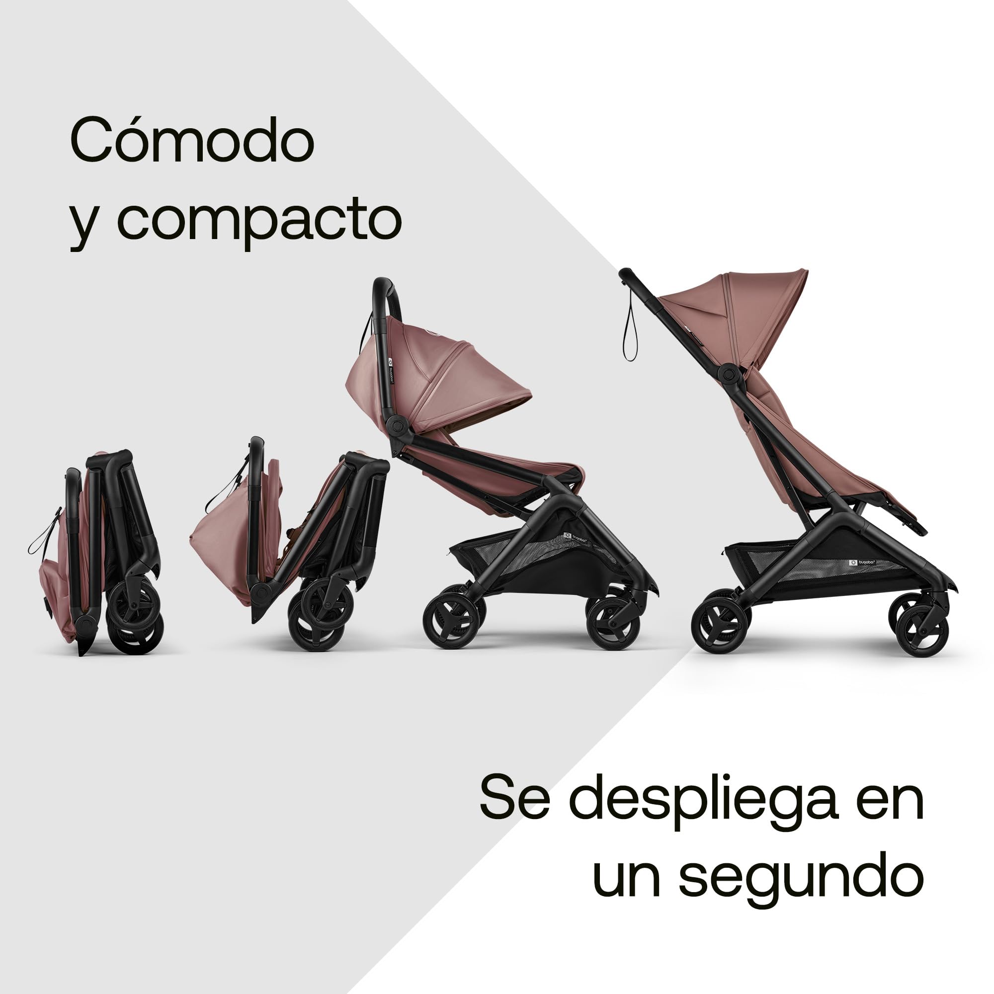 Bugaboo Butterfly 2 Silla de Paseo de Viaje – Pack con Barra de Seguridad y Cubierta para Lluvia – Ligera, Plegable a Una Mano y Asiento Reclinable, de 6 meses a 4 Años – Dusty Pink