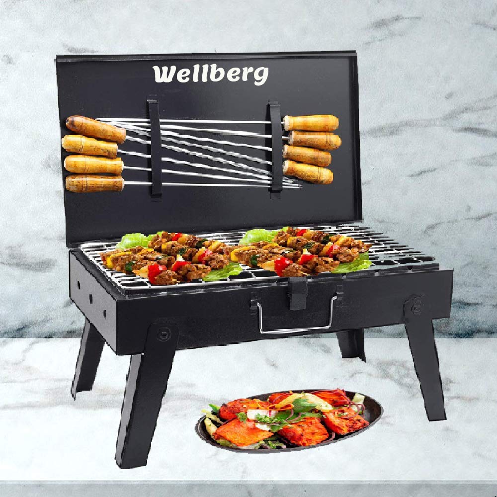 Wellberg Foldable Charcoal BBQ with 8 Skewers (B08JTYNLXZ) Amazon Price History, Amazon Price Tracker