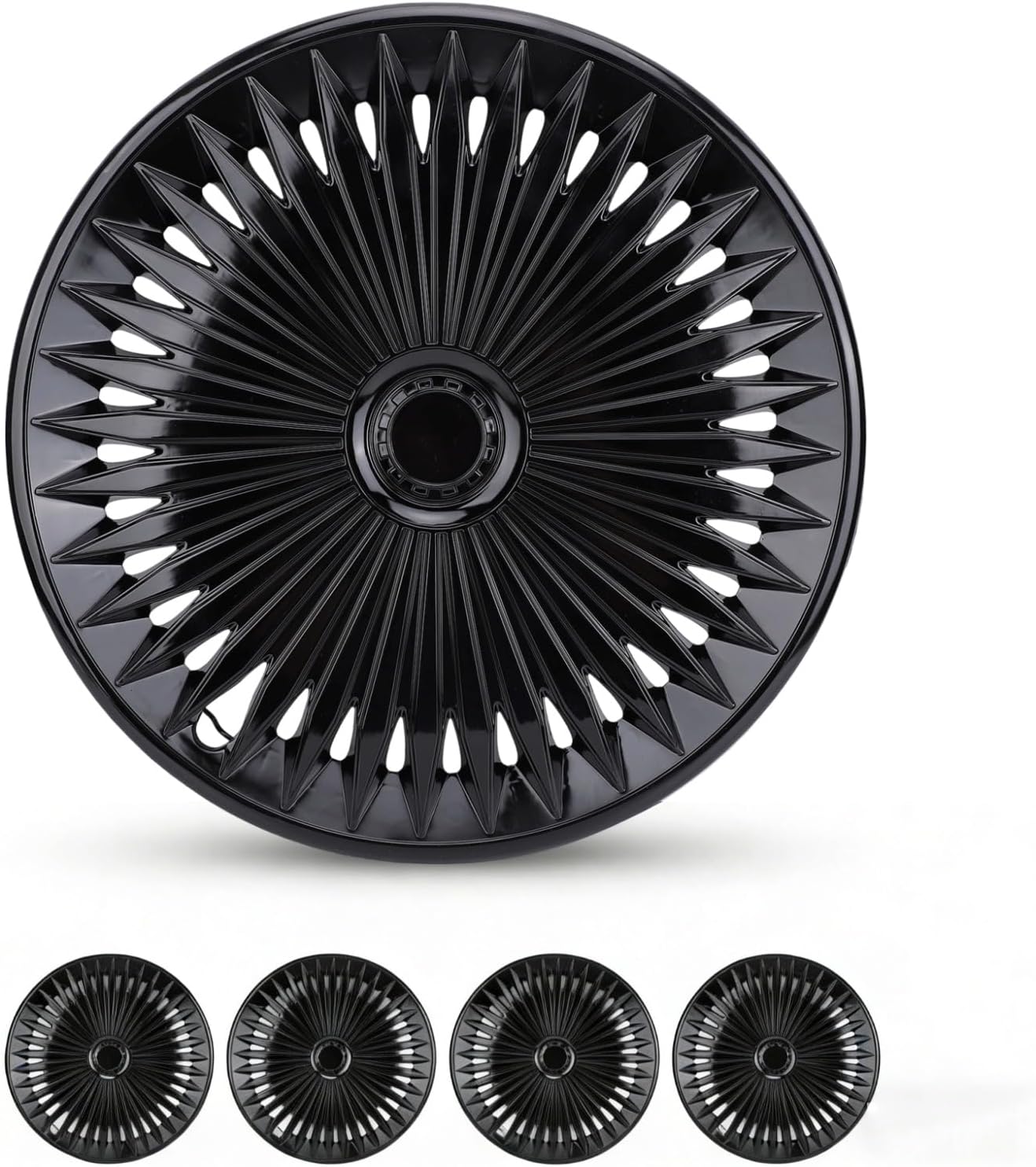 Diyeeni 17in Hubcaps, Wheel Rim Cover Wear Proof R17 for Most Cars Truck SUV (Black)