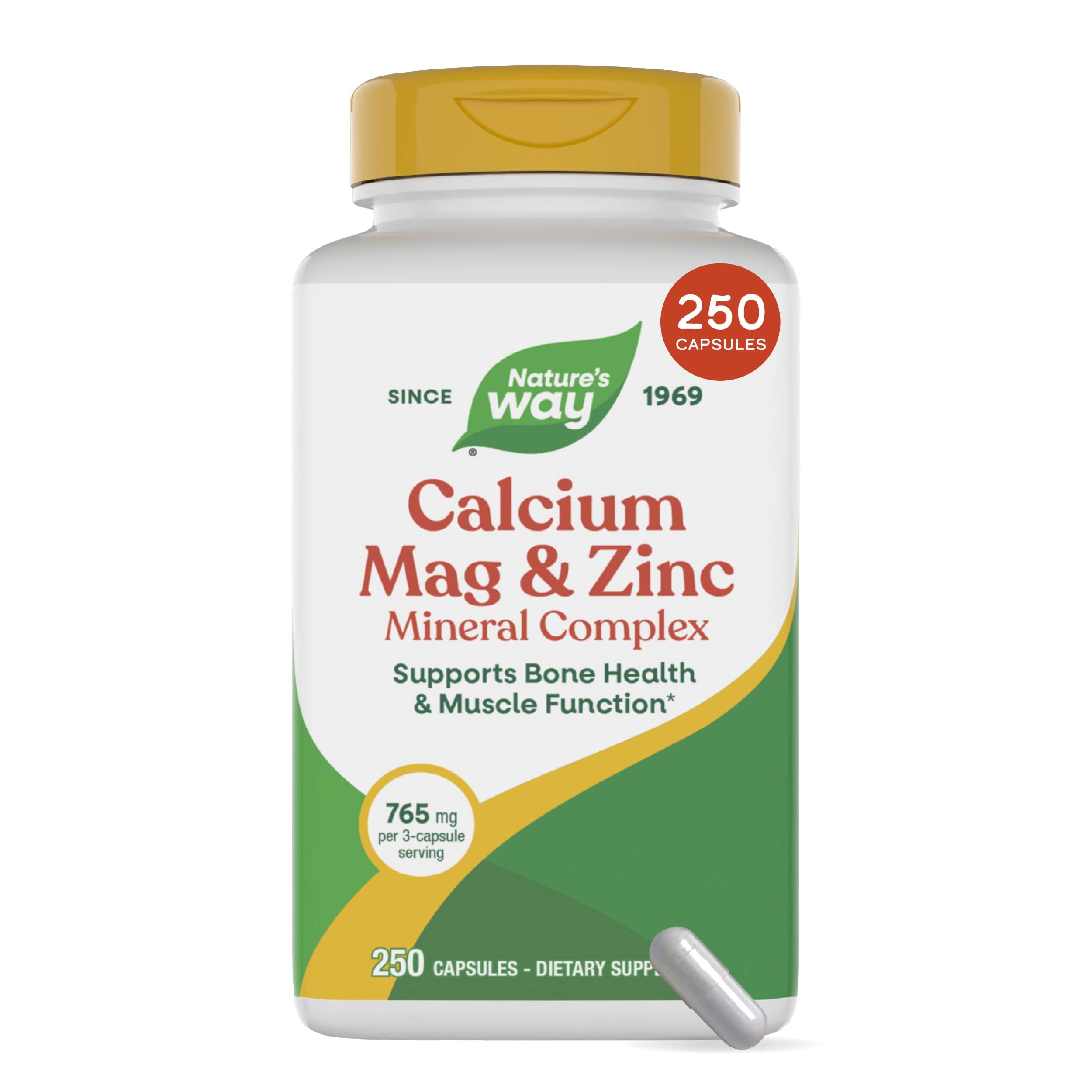 [BRSWIYTYOUEBG3D2] Nature's Way Calcium, Magnesium & Zinc Mineral Complex, Supports Bone Health & Muscle Function*, Immune Support*, 250 Capsules (Packaging May Vary)