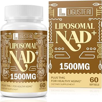 1500 MG Liposomal NAD+, 98%+ Absorption, NAD+ Supplement for Women & Men with TMG, for Aging Defense, Cellular Energy, Heart & Brain Function, Longevity, 60 Softgels