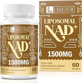1500 MG Liposomal NAD+, 98%+ Absorption, NAD+ Supplement for Women & Men with TMG, for Aging Defense, Cellular Energy, Heart & Brain Function, Longevity, 60 Softgels