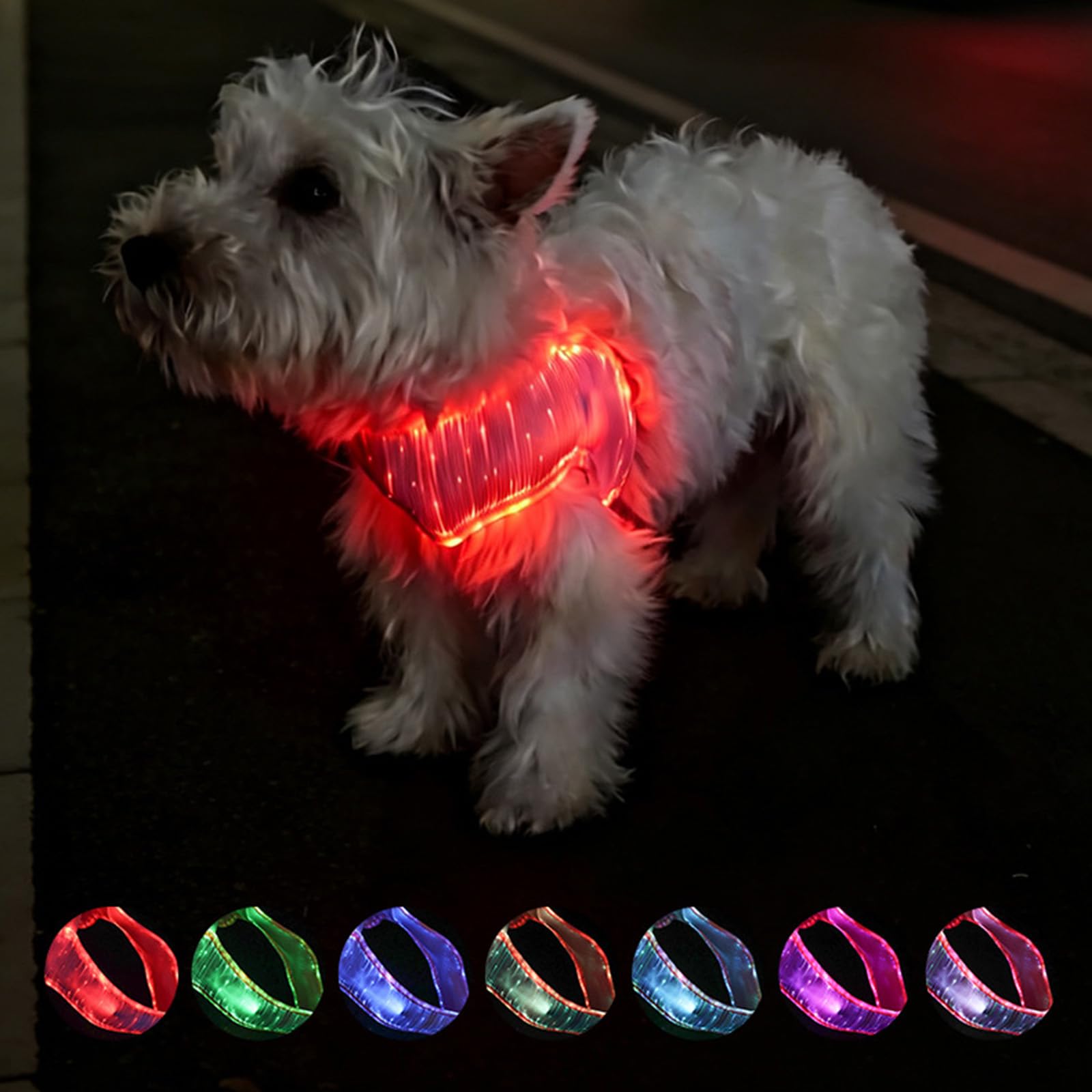 Pettorina per cani in rete a LED per passeggiate serali, gilet regolabile per animali domestici con pannello luminoso e punto di clip superiore per uso quotidiano pettorina illuminata per cani in rete