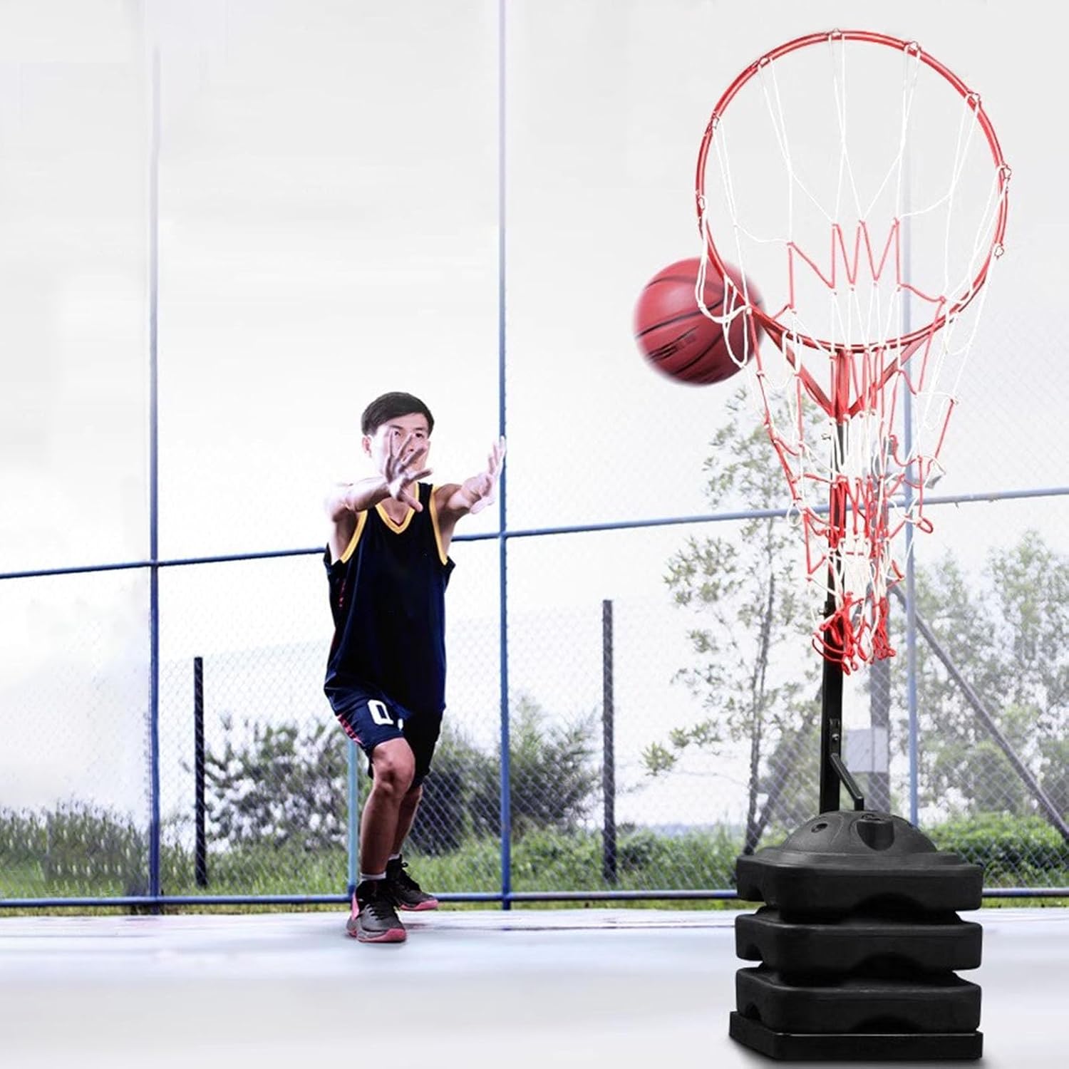 LXLZYXSF Floor Basketball Passing Trainer with Water-Filled Base, Adjustable Height Basketball Passing Training Stand, Sports Equipment (Size : 120-160cm(47.2-63inch))