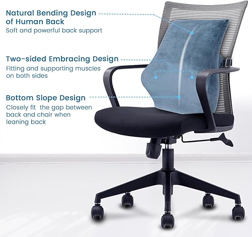 Miniatura 3 de Cojín lumbar inflable para la espalda, soporte lumbar para silla de oficina, asiento de automóvil, viaje y hogar, diseño ergonómico, alivio del