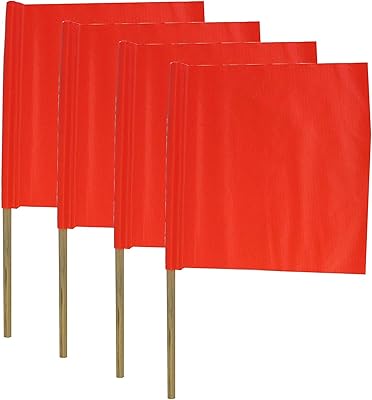 Eastern Metal Signs and Safety 18 Inch Fluorescent Vinyl Warning Direction Safety Flag with 30-Inch Wooden Dowel, Orange (Pack of 4)
