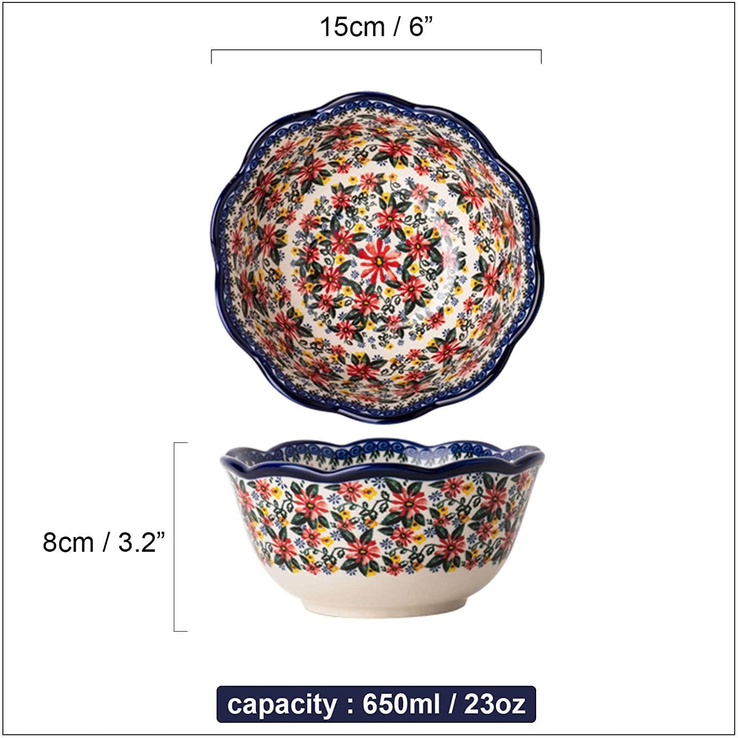 Bowls, Soup Bowls， Ceramic Bowl Soup Bowl,Rice Bowl,reakfast Bowl,Ceramic Cereal Bowls Set of 2, 650ml Breakfast Bowls, Ceramic Soup Bowls, Rice Bowl Microwave Safe-bee (Color : Bee, Size : 6inch*2pcs