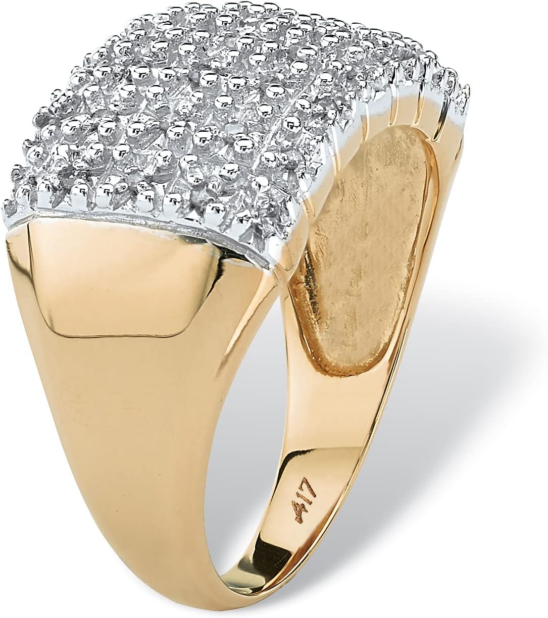 PalmBeach 10K Yellow Gold Round Genuine Diamond Pave Cluster Ring (1/5 cttw, I Color, I3 Clarity) Sizes 7-12