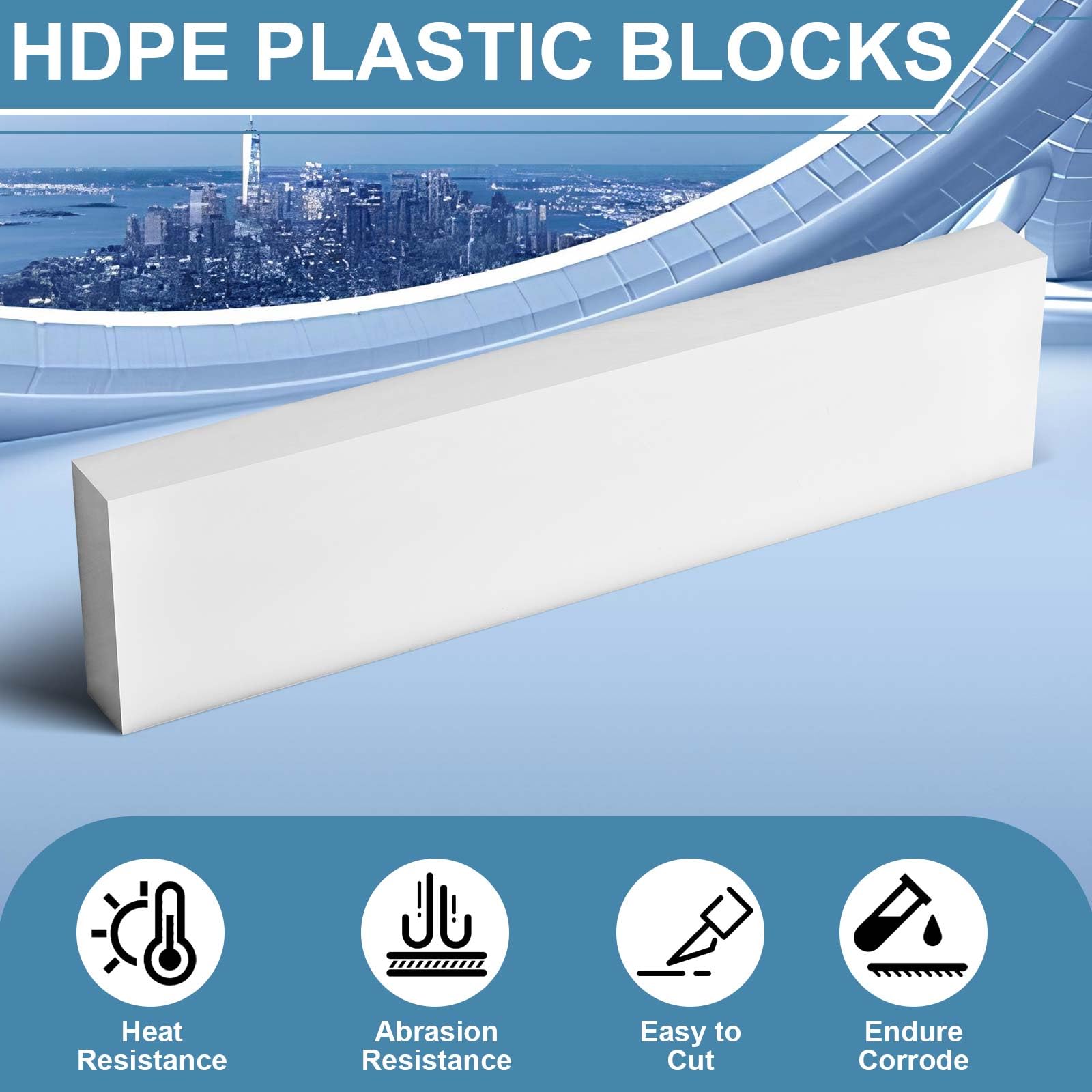 HDPE Plastic Blocks - 2 Pack, 1" x 3" x 12" -4