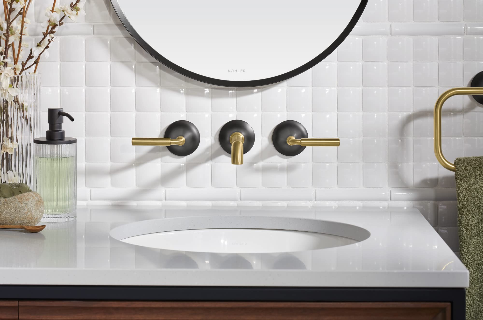 Kohler T26439-4-BMB Tone Wall-Mount Bathroom Sink Faucet Set  