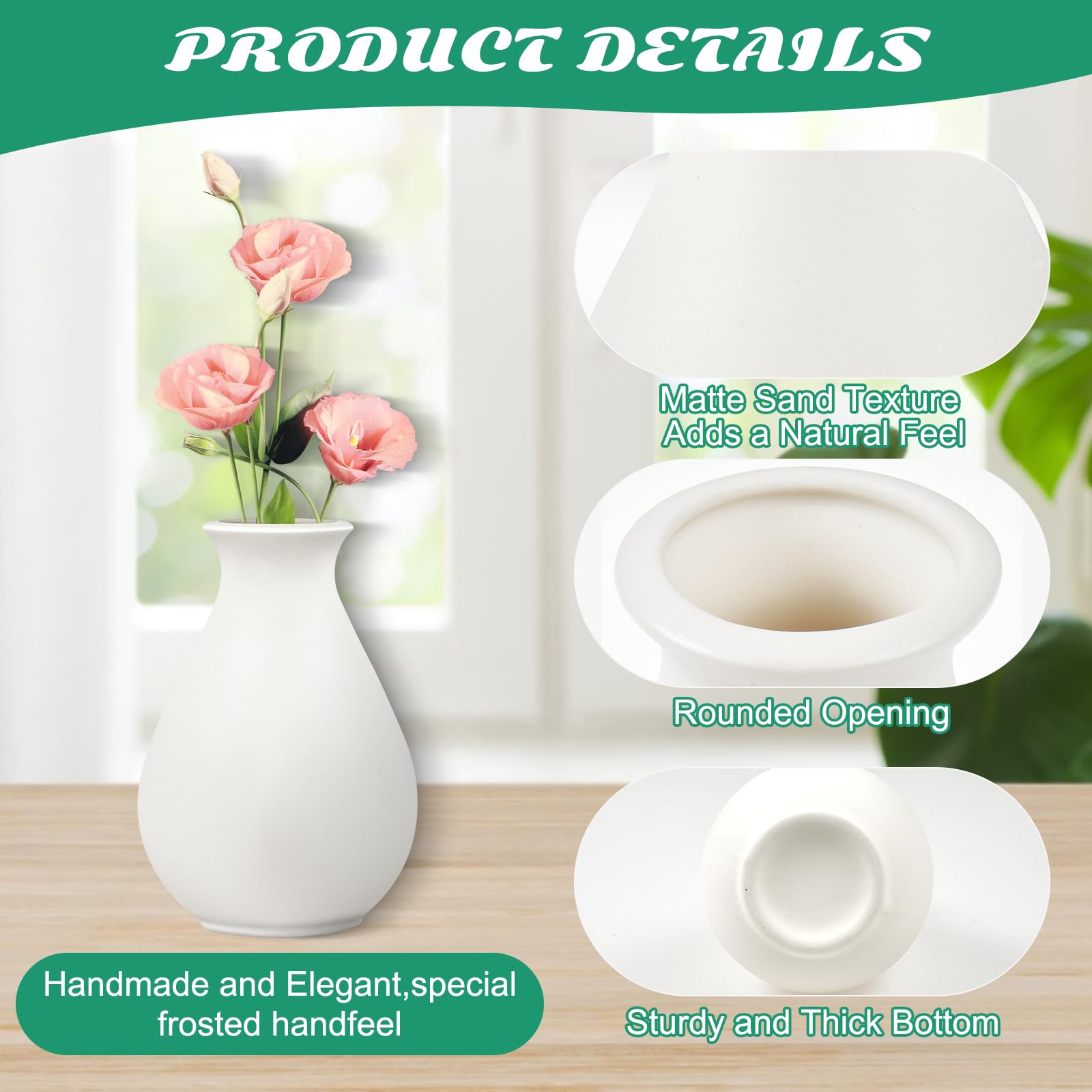 Paquete de 15 jarrones de cerámica blanca a granel, jarrones de flores pequeñas bohemias de alta calidad para centros de mesa para centros de mesa para pampas garss, flores secas, decoración de mesa