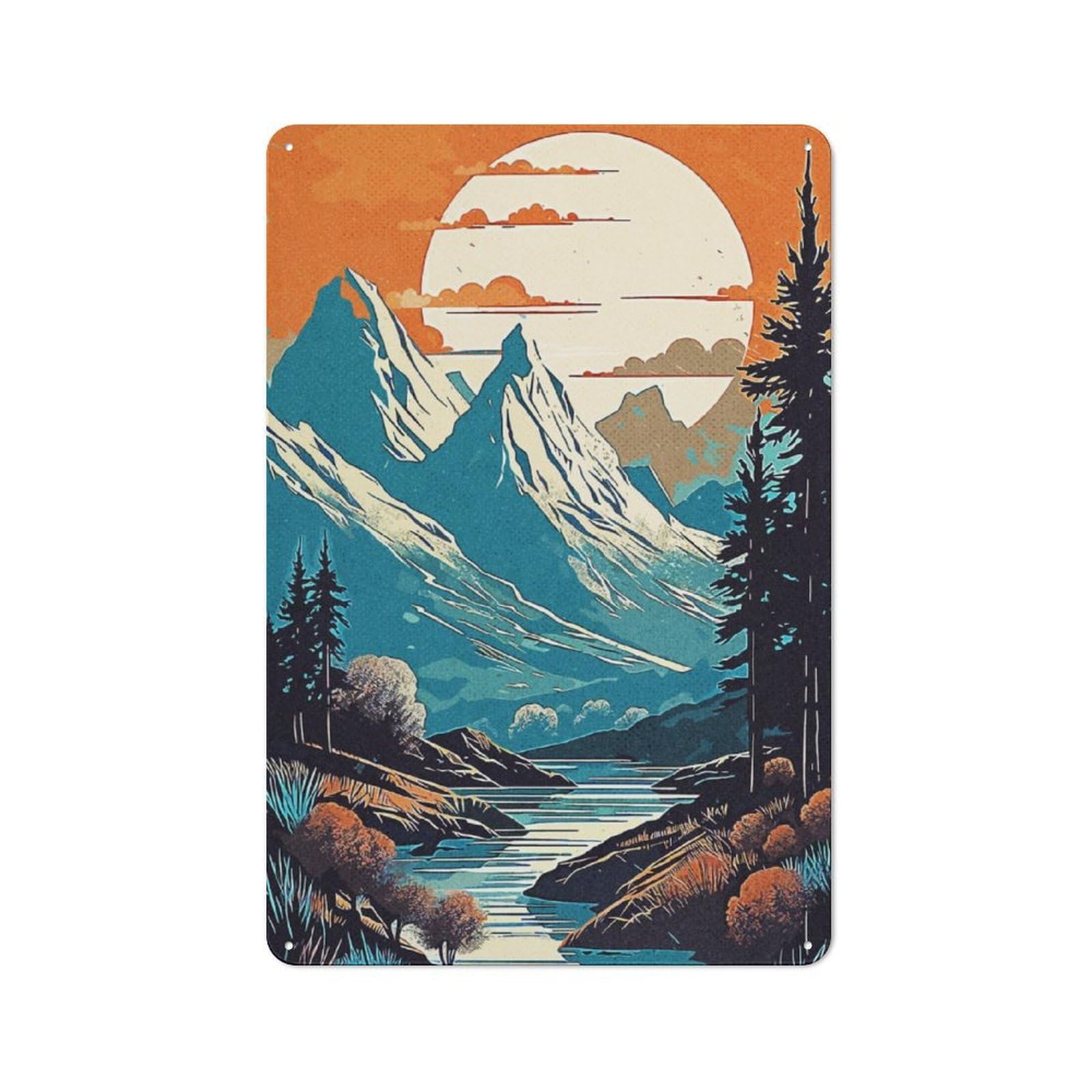 Junmoney Wild Nature Tin Wall Plaque 30X20cm With For Home Bar Wall, For Hosts Who Enjoy Retro Interiors
